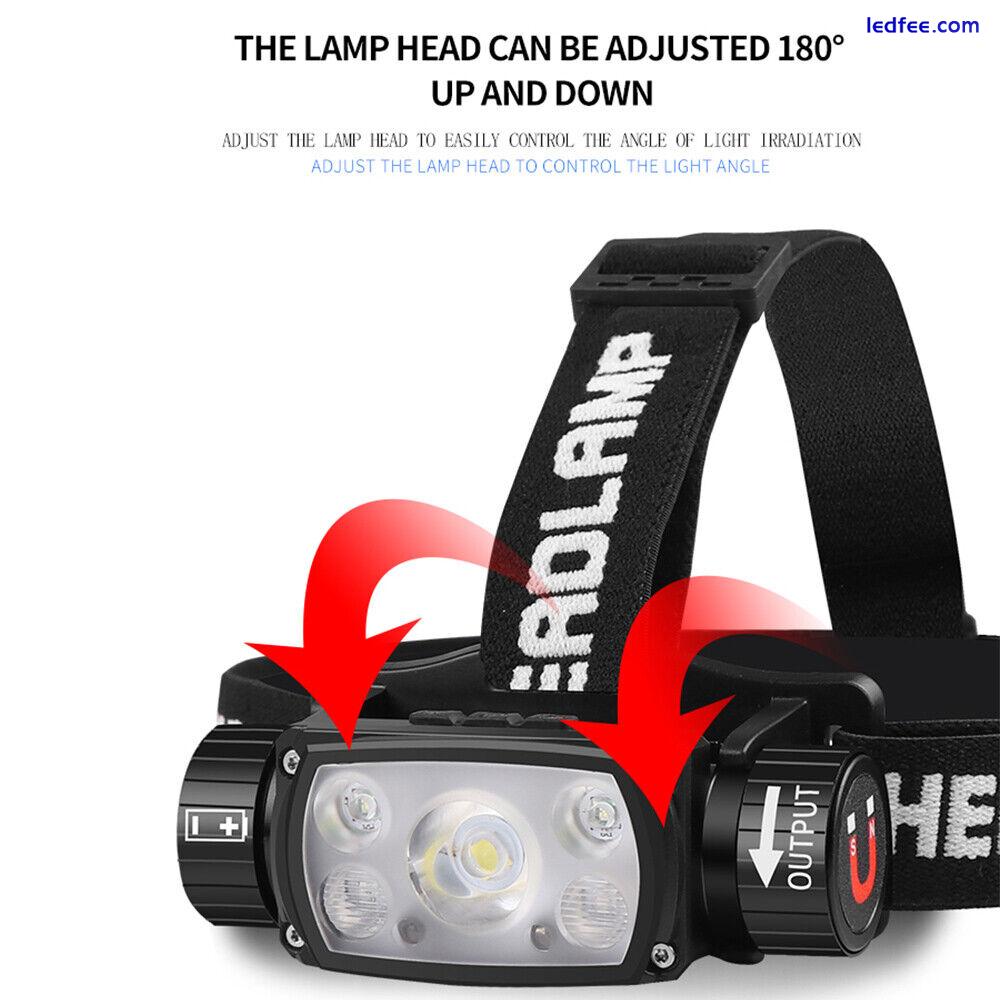 5 LED Headlamp USB Rechargeable Head Light Flashlight Torch Headlight 3 