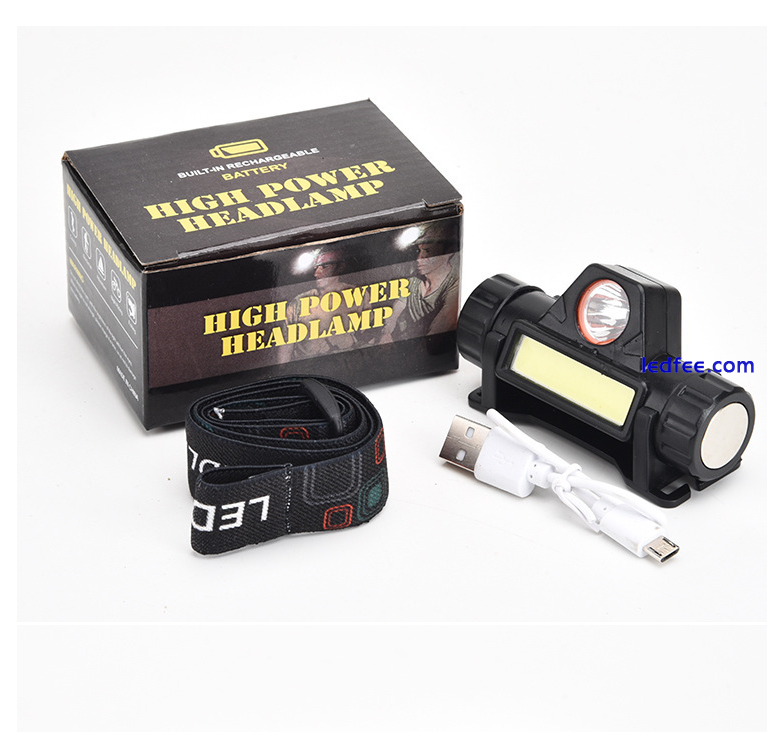 1200mAh USB Rechargeable Waterproof LED Headlamp Headlight Head Light Flashlight 2 