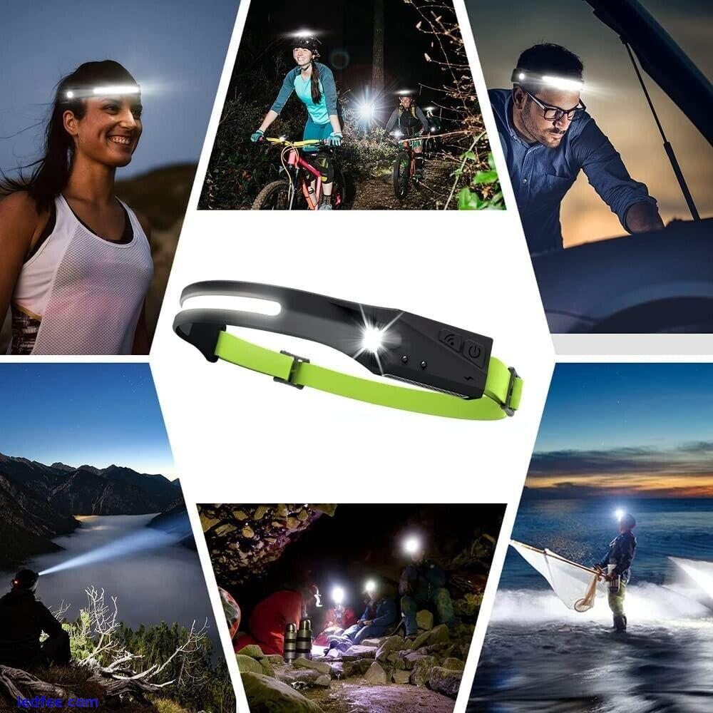 Head Torch Rechargeable LED Head Lamp Bright 230°Wide Beam Headlight with Motion 4 