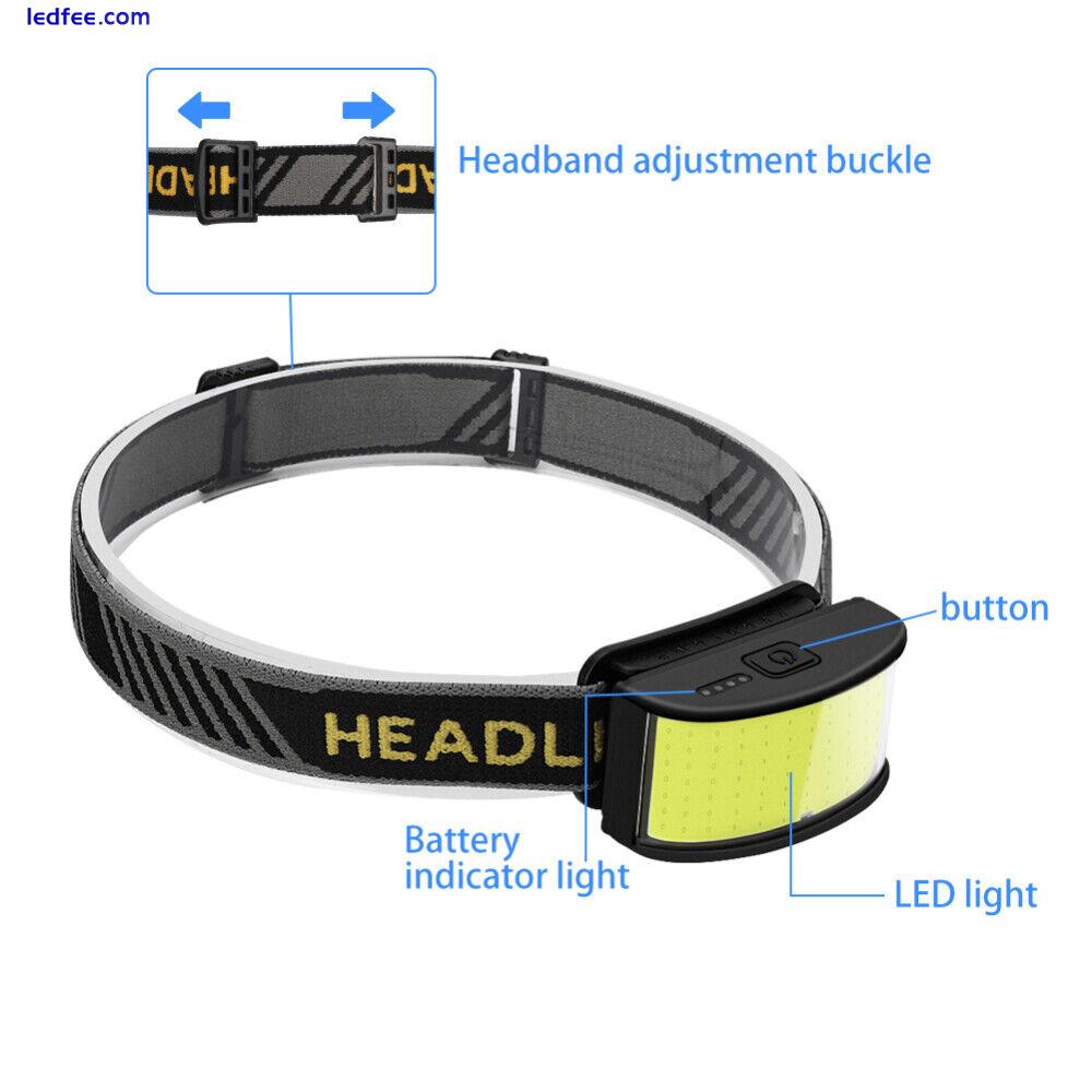 Head Torch LED Headlight Camping Headlamp USB Rechargeable Flashlight Lamp 2 