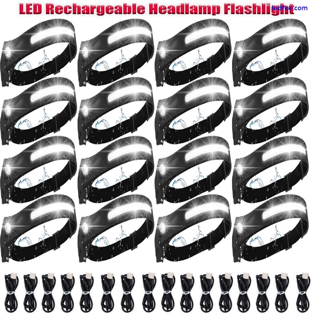 Headlamp COB LED Rechargeable Headlight Torch Work Light Bar Head Band USB NEW 0 