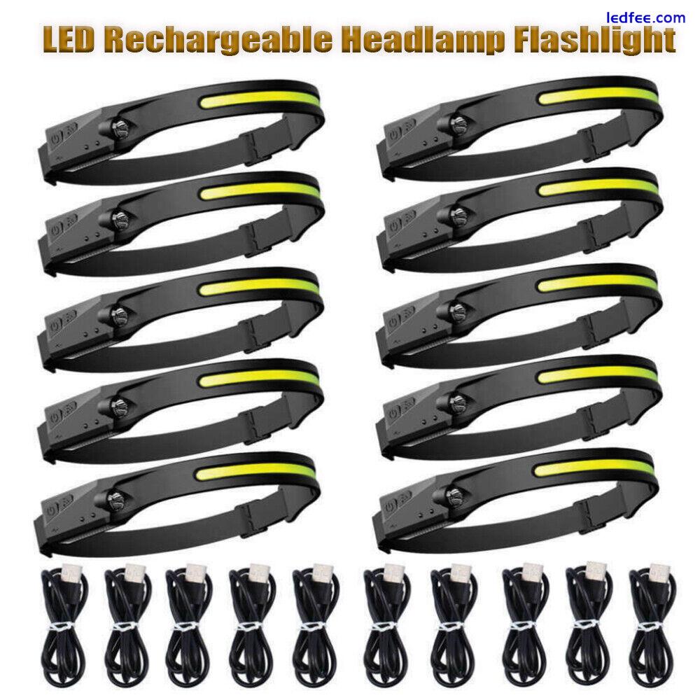 Headlamp COB LED Rechargeable Headlight Torch Work Light Bar Head Band USB NEW 1 