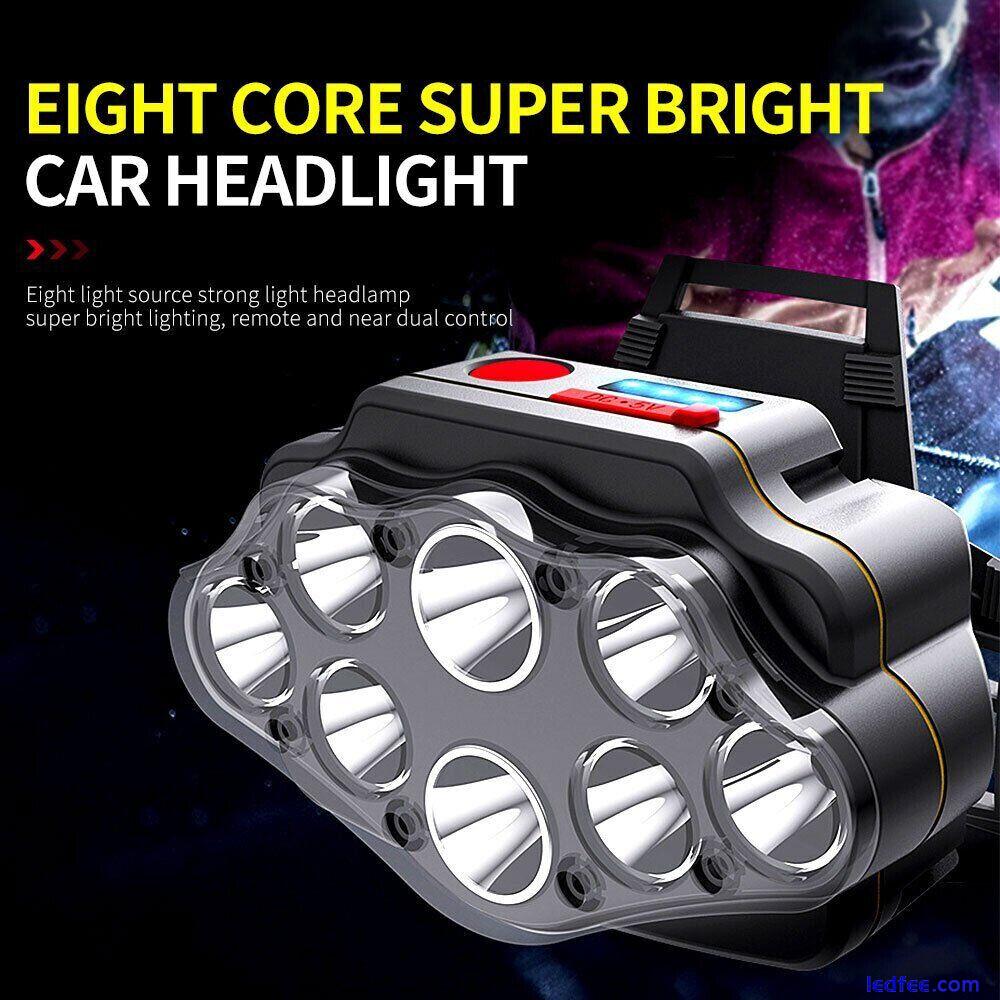 8LED Headlamp Torch USB Rechargeable SUPER BRIGHT Flashlight Headlight XPG IP65 3 