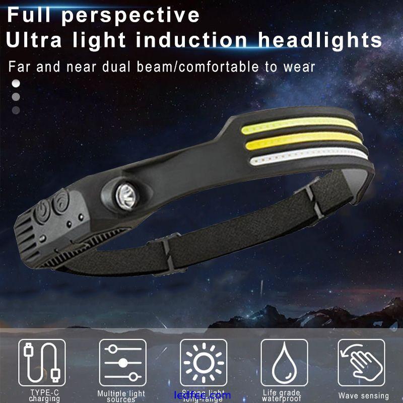 Headlamp LED Sensor Lamp Built in Battery Flashlight USB Rechargeable Head Torch 3 