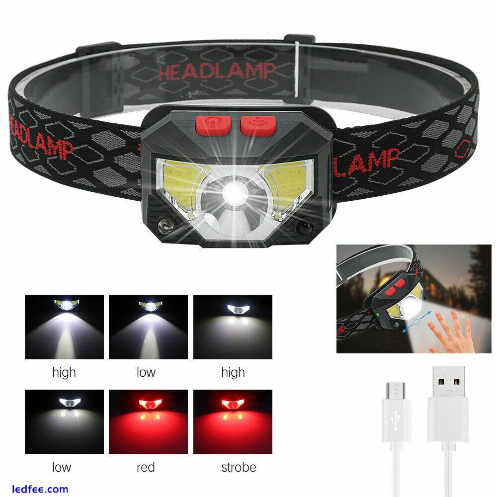 Motion Sensor Head torch Red Light Waterproof Rechargeable LED **UK FAST POST** 0 