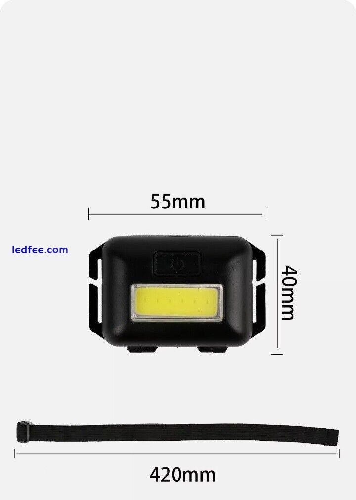 2 ×COB LED Head Torch Headlamp Work Light Headlight Waterproof Outdoor BatteryUK 0 