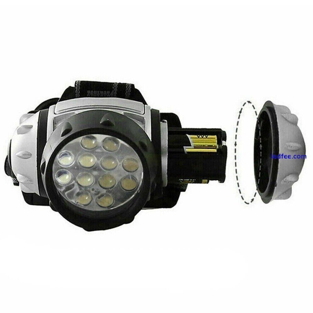 12 LED Head Torch Lamp Light Bright Outdoor Waterproof For Camping Fishing Work 4 