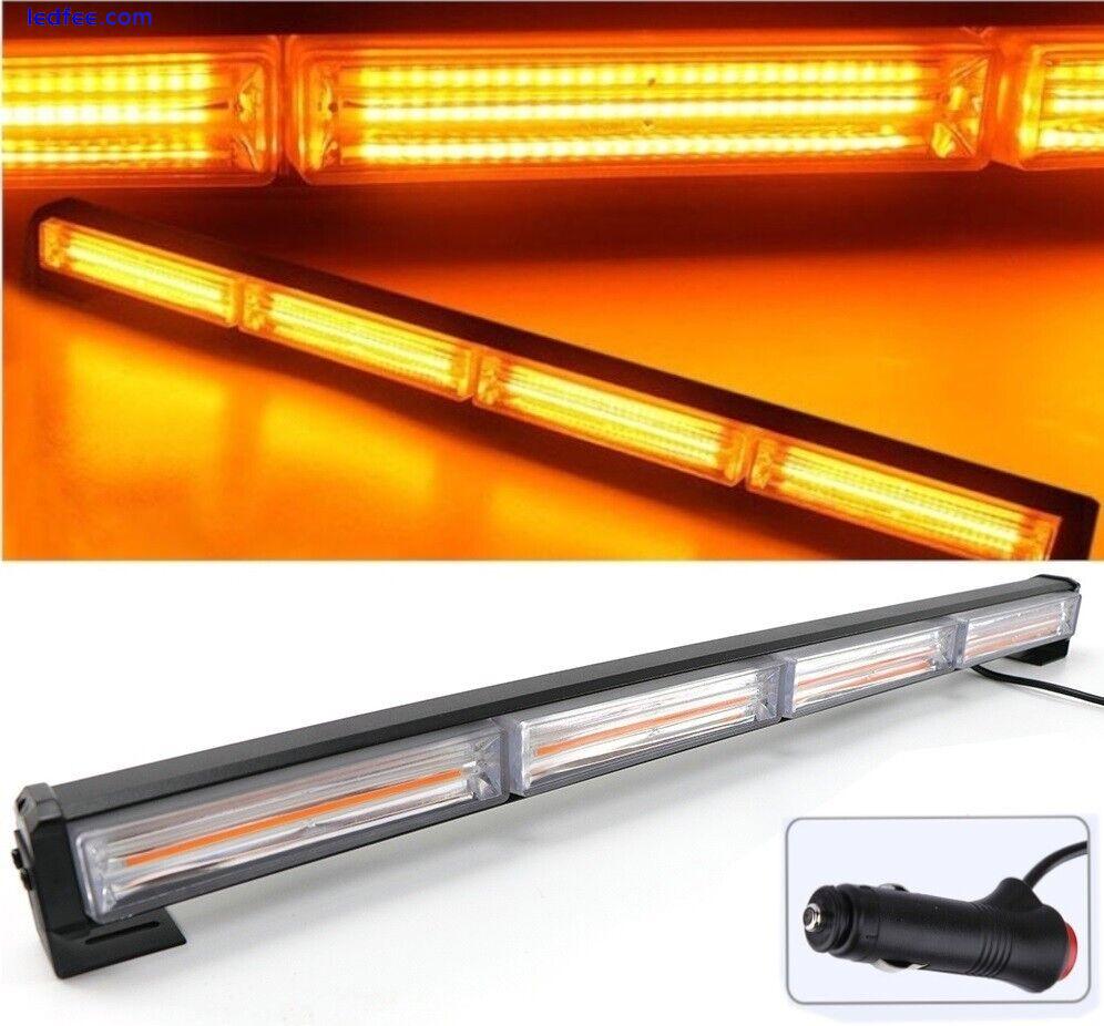 23'' 72W Cob Led Emergency Warning Hazard Flash Strobe Beacon Light Bar Amber 0 