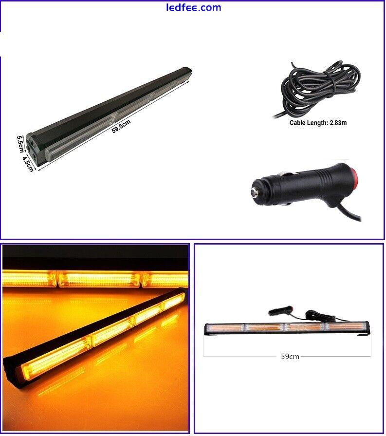 23'' 72W Cob Led Emergency Warning Hazard Flash Strobe Beacon Light Bar Amber 4 