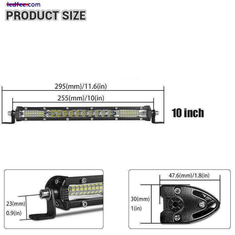 Slim 10inch LED Light Bar Spot Flood Combo Work SUV Boat Offroad Driving ATV 4WD 1 