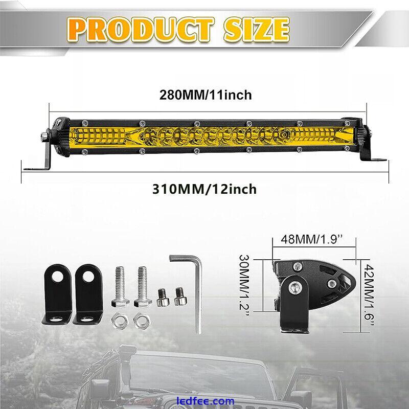 2PCS 12 inch Amber LED Light Bar Single Row Fog Work Driving Truck UTV ATV SUV 0 