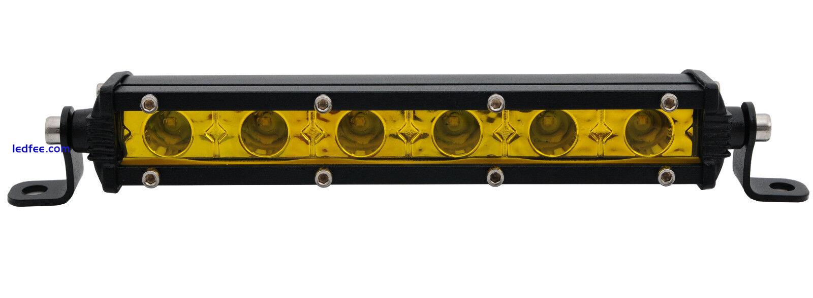 7"inch Yellow Spot Slim LED Work Light Bar Single Row Car SUV Truck Offroad Lamp 4 