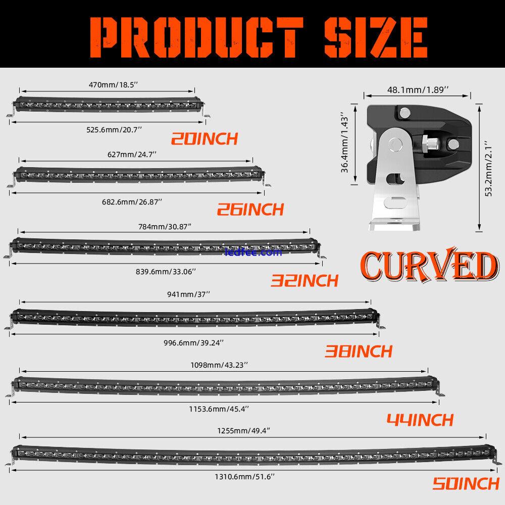 Slim 20 26 32 38 44 50 Curved LED Light Bar Combo For ATV Offroad Truck SUV 4WD 0 