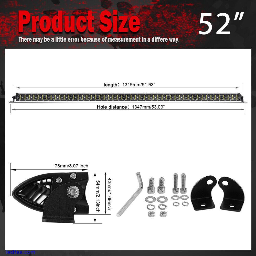 52" inch Dual Row LED Light Bar Roof Spot Offroad Truck Driving ATV SUV 4WD Boat 0 