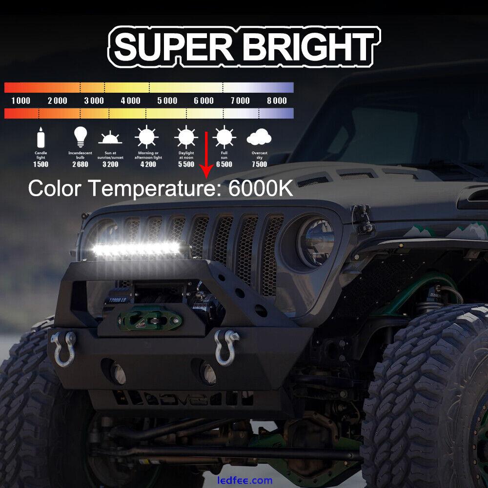 14" LED Light Bar Single Row Combo For POLARIS RANGER 1000 XP Front Bumper+Wire 1 