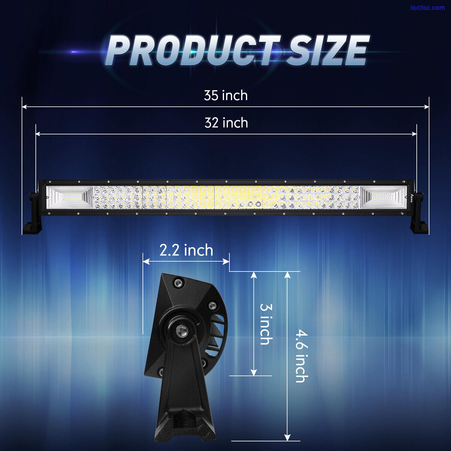 32 Inch LED LIGHT BAR Tri Row Spot Flood Combo Truck Offroad 4WD ATV SUV Light 4 