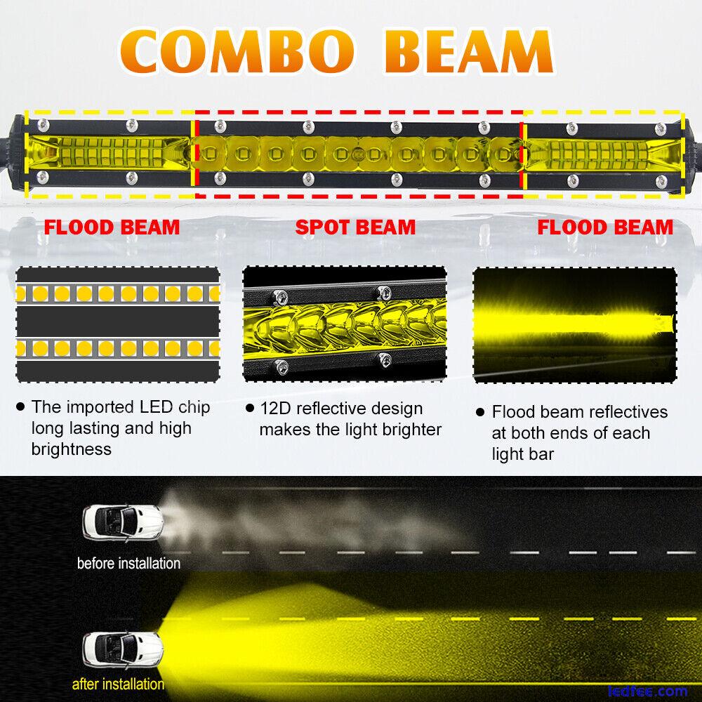 Amber 12" inch LED Work Light Bar Flood Spot Combo Fog Lamp Offroad Driving 10" 1 