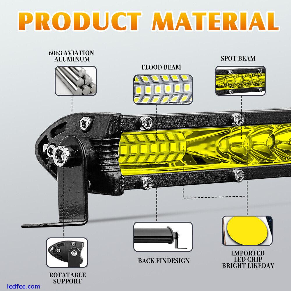Amber 12" inch LED Work Light Bar Flood Spot Combo Fog Lamp Offroad Driving 10" 2 