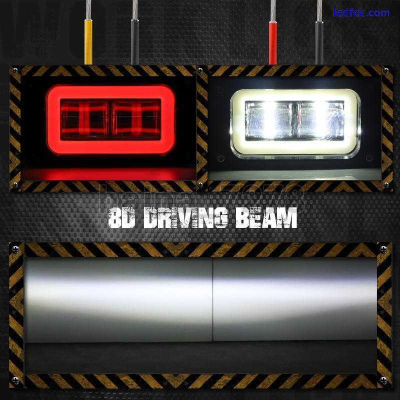 LED Work Light Bar 4in Offroad Driving Pods White Red Halo Angel Eye SUV UTV ATV 3 