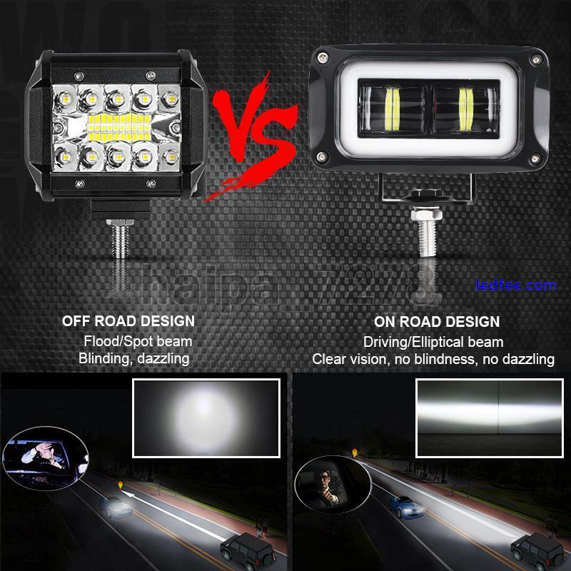 LED Work Light Bar 4in Offroad Driving Pods White Red Halo Angel Eye SUV UTV ATV 4 