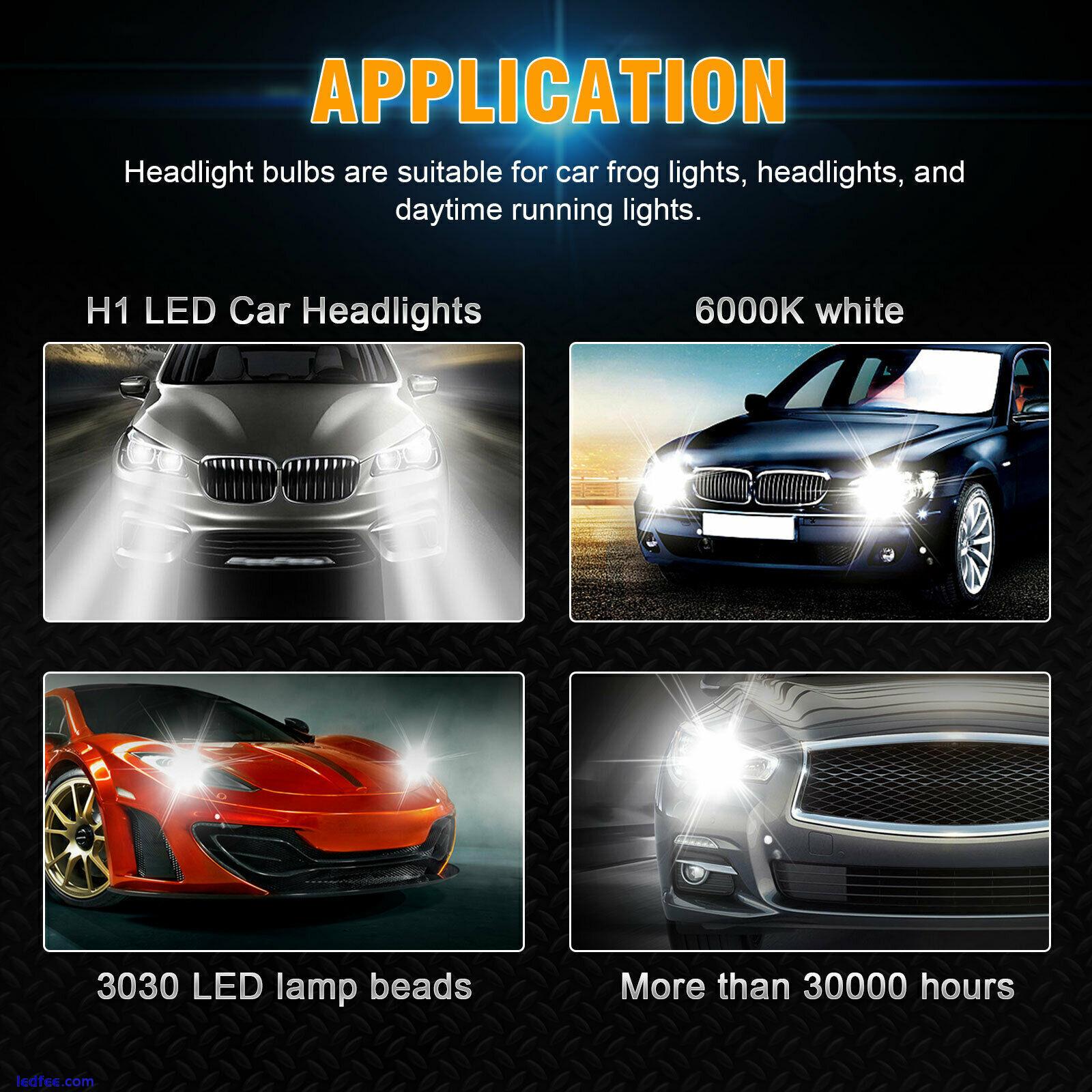 2x H1 Super White 6000K LED Headlight Fog Driving Bulbs Kit High Low Beam Lamps 5 
