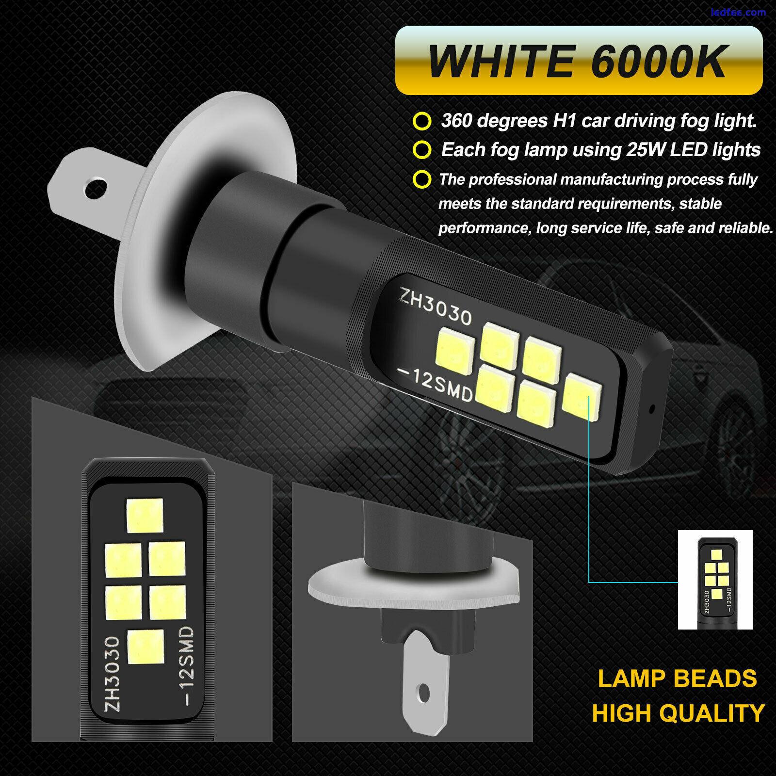 2x H1 Super White 6000K LED Headlight Fog Driving Bulbs Kit High Low Beam Lamps 1 