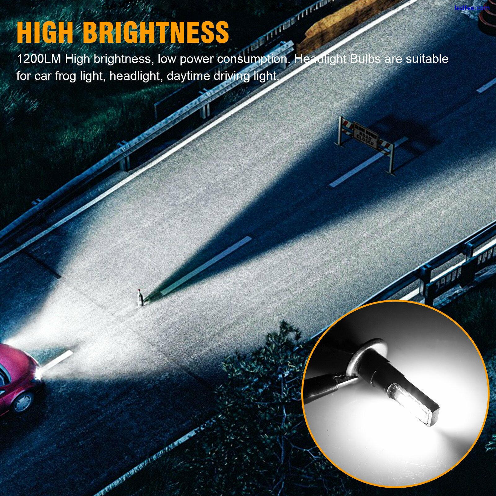 2x H1 Super White 6000K LED Headlight Fog Driving Bulbs Kit High Low Beam Lamps 4 