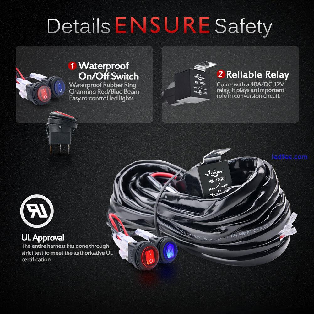 12V LED Light Bar Wiring Harness Kit Fuse Relay ON/OFF Waterproof Switch -2 Lead 5 