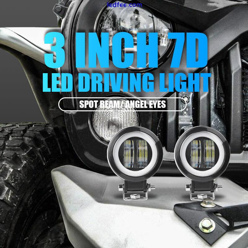3inch LED Work Light Bar 7D Lens Halo Spot Driving Fog Pods DRL Offroad SUV 4WD 2 