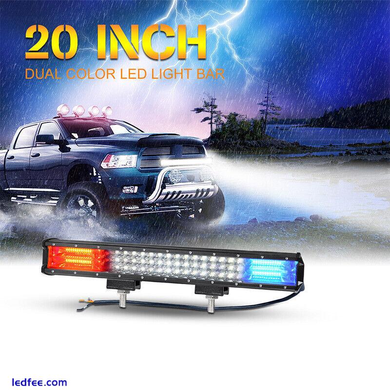 Tri-Row 20'' 288W LED Work Light Bar Combo White&Blue&Red Driving SUV UTV Truck 0 