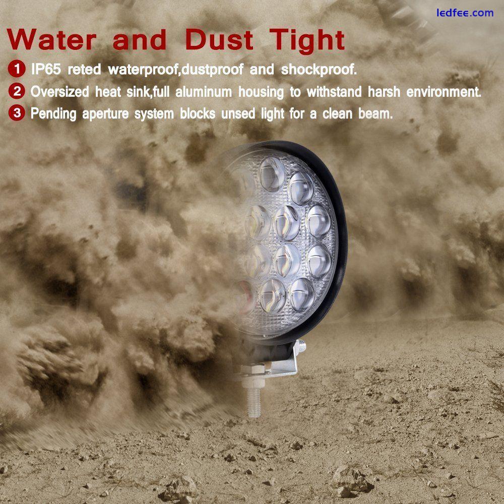 4'' 42W LED Flood Round Work Light Bar Offroad Truck Car SUV ATV Driving Lamp 3 