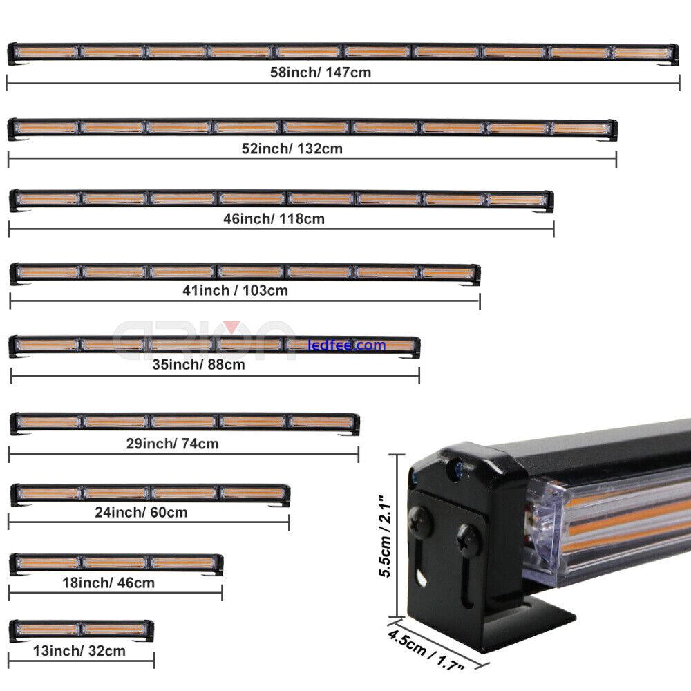 35" 41" 46" 52" 58" Emergency Warning Amber Car Truck LED COB Strobe Light Bar 4 