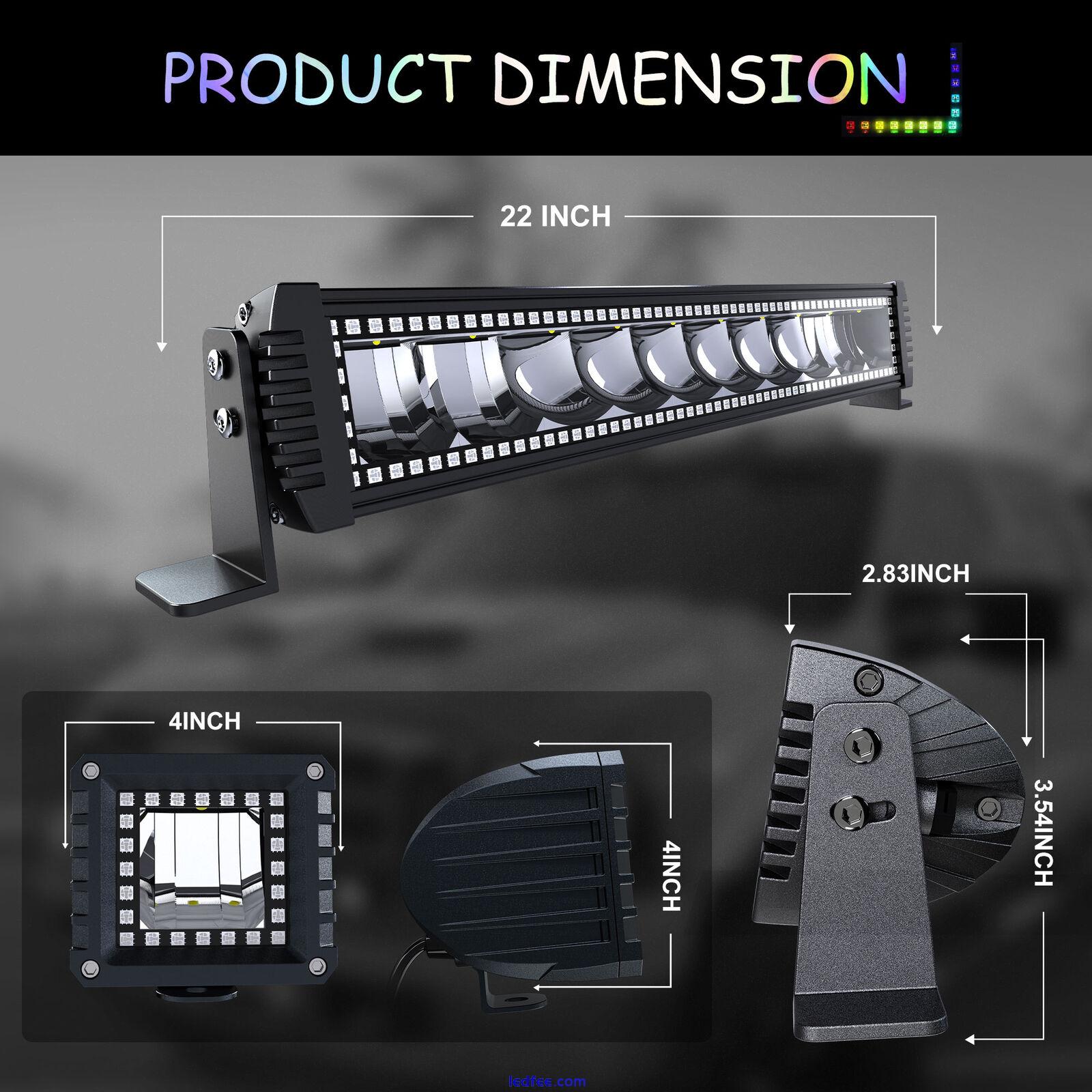 22inch RGB LED Light Bar Spot Flood Combo + Wiring Kit For Jeep Truck SUV ATV 0 