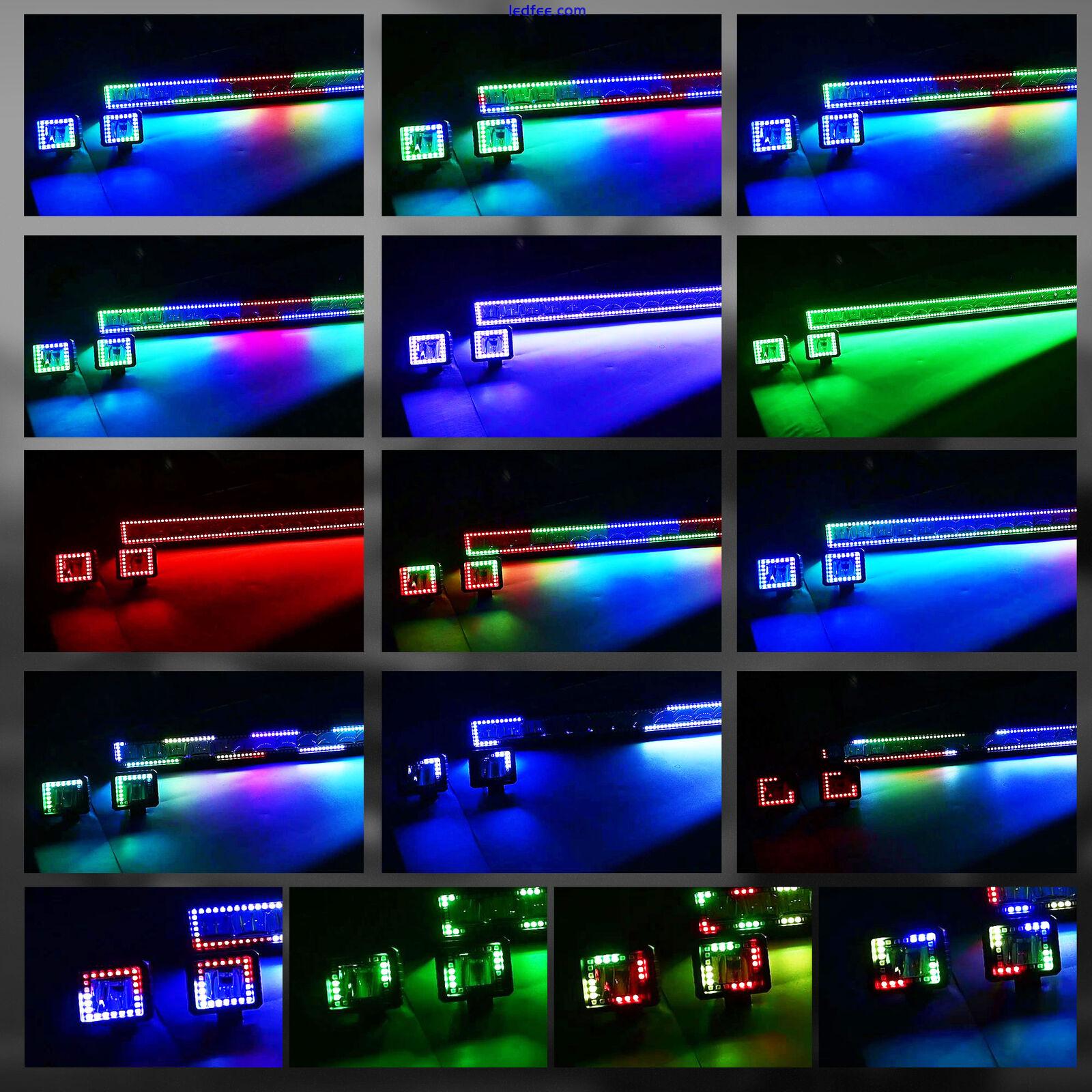 22inch RGB LED Light Bar Spot Flood Combo + Wiring Kit For Jeep Truck SUV ATV 2 