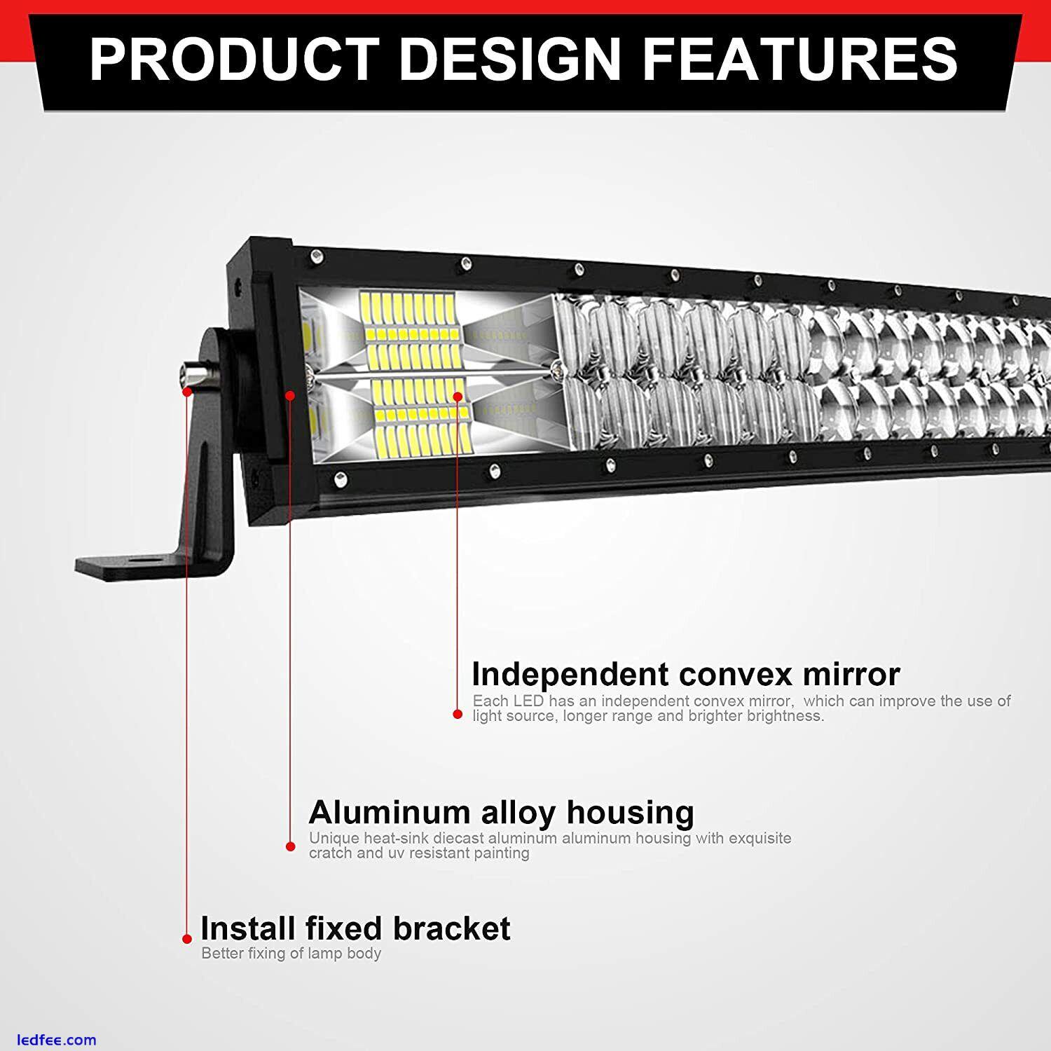 54Inch Curved LED Work Light Bar Spot Flood Offroad Driving Lamp For Truck ATV 1 