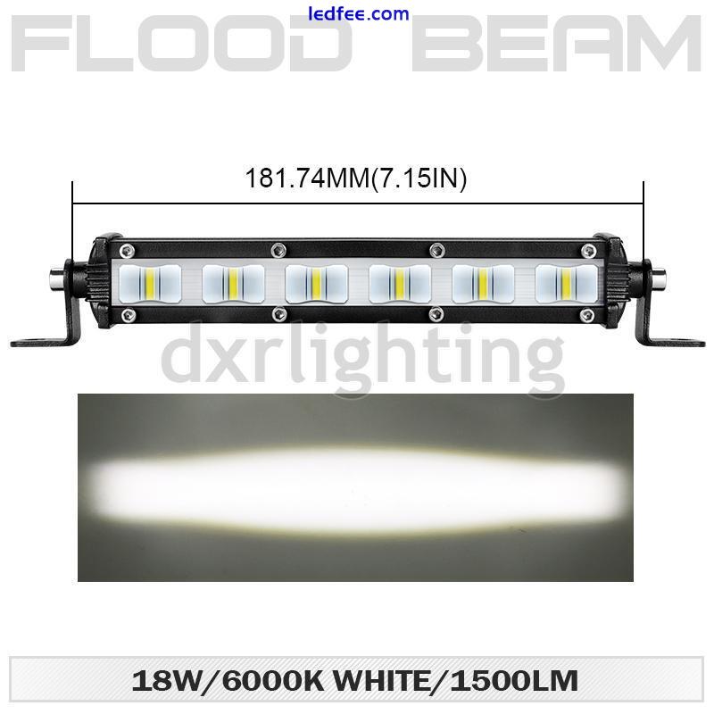 7inch LED Work Light Bar 18W Slim Spot Flood Driving Lamp Single Row UTV SUV ATV 5 