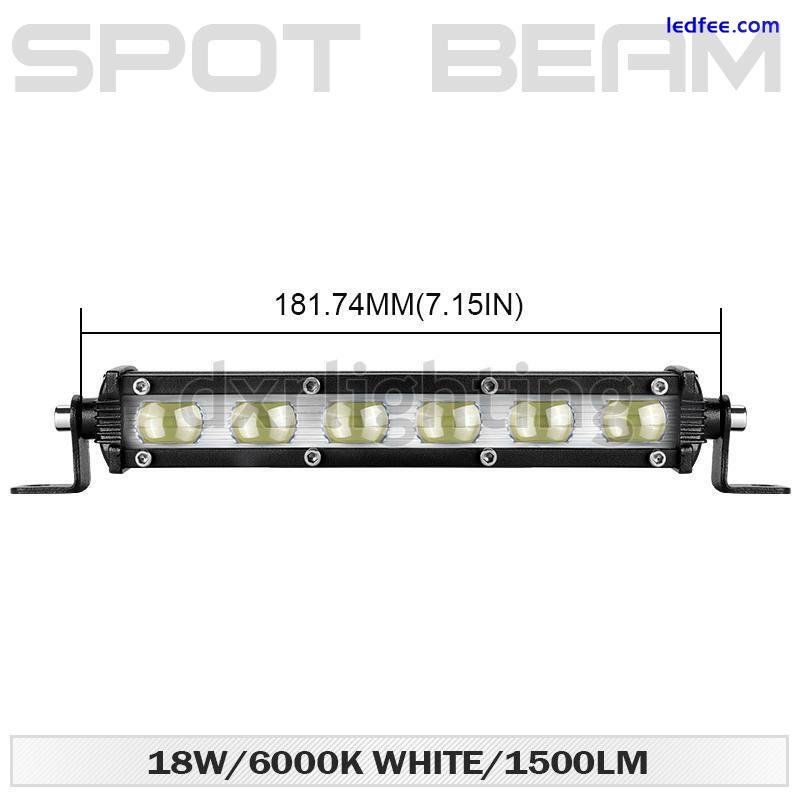 7inch LED Work Light Bar 18W Slim Spot Flood Driving Lamp Single Row UTV SUV ATV 4 