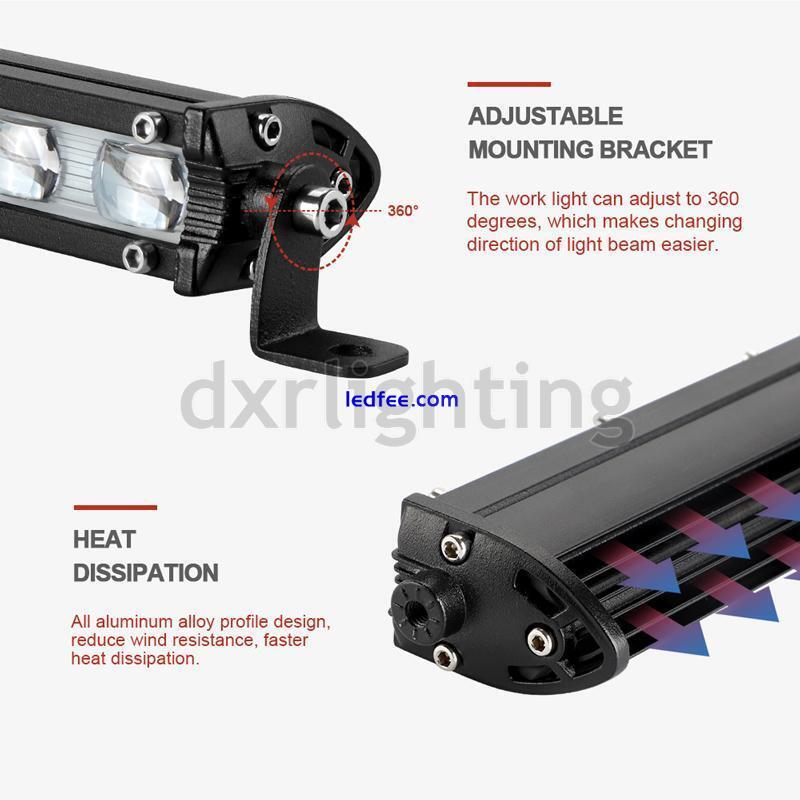 7inch LED Work Light Bar 18W Slim Spot Flood Driving Lamp Single Row UTV SUV ATV 1 