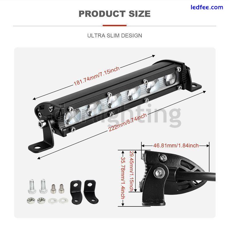 7inch LED Work Light Bar 18W Slim Spot Flood Driving Lamp Single Row UTV SUV ATV 0 