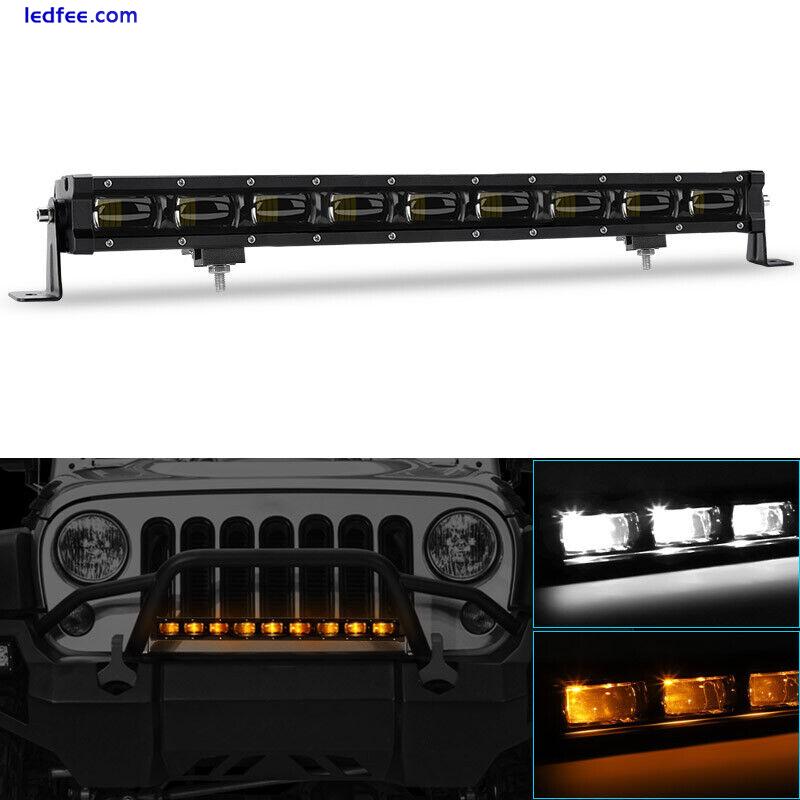 20inch Slim LED Work Light Bar DRL Amber Driving White Lamp Fog SUV Offroad ATV 0 