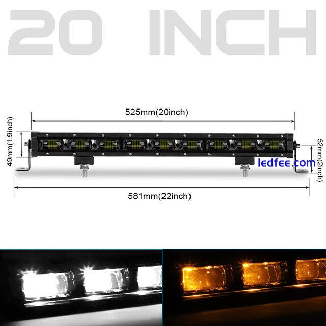 20inch Slim LED Work Light Bar DRL Amber Driving White Lamp Fog SUV Offroad ATV 1 