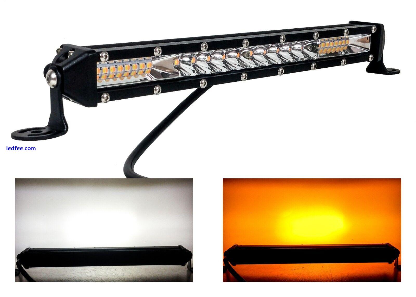 10" Slim LED Light Bar White Amber Dual Color Changing Offroad atv utv suv rv xl 1 