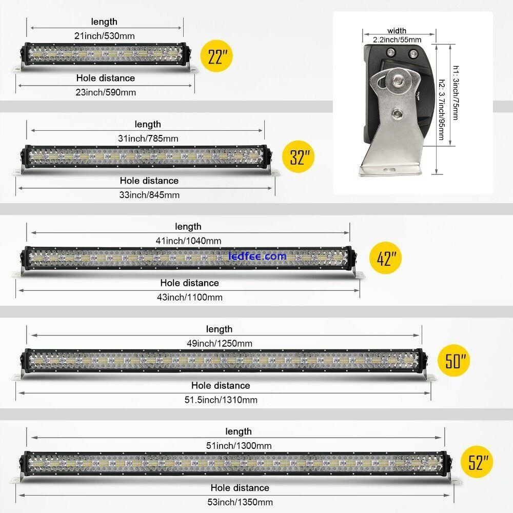 12D LED Light Bar 22/32/42/50/52" 4x4 Offroad Combo Beam Work for Trucks SUV ATV 0 