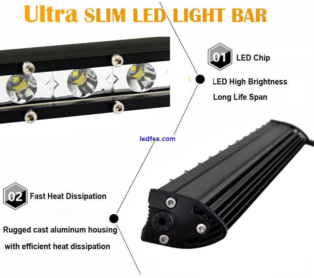 7/13/20/25/32/38/45/50inch Ultra Slim Single Row Offroad LED Light Bar Car Truck 1 