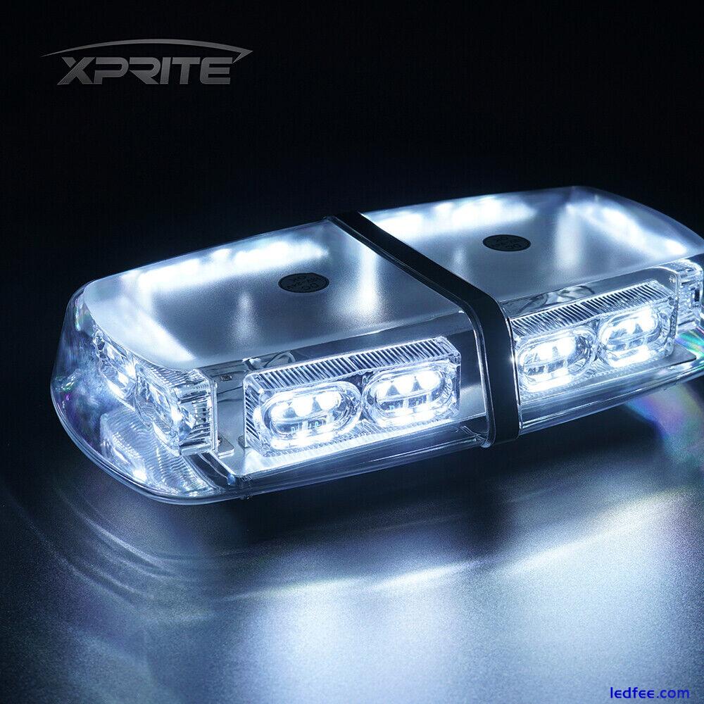 Xprite 12" LED Strobe Beacon Light White Flashing Emergency Warning Fog Driving 2 