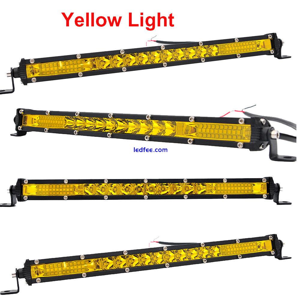 7/13/20/25/32/38/45/50 inch Single Row Slim Car LED Work Light Bar White Yellow 1 