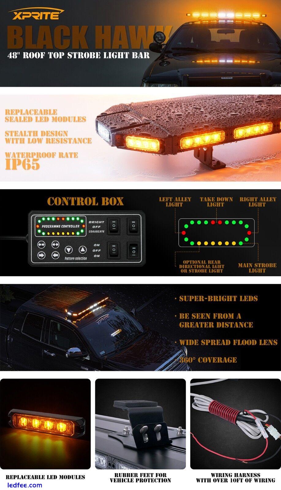 Amber 48" Inch 88 LED Strobe Light Bar Emergency Warn Beacon Tow Truck Response 5 