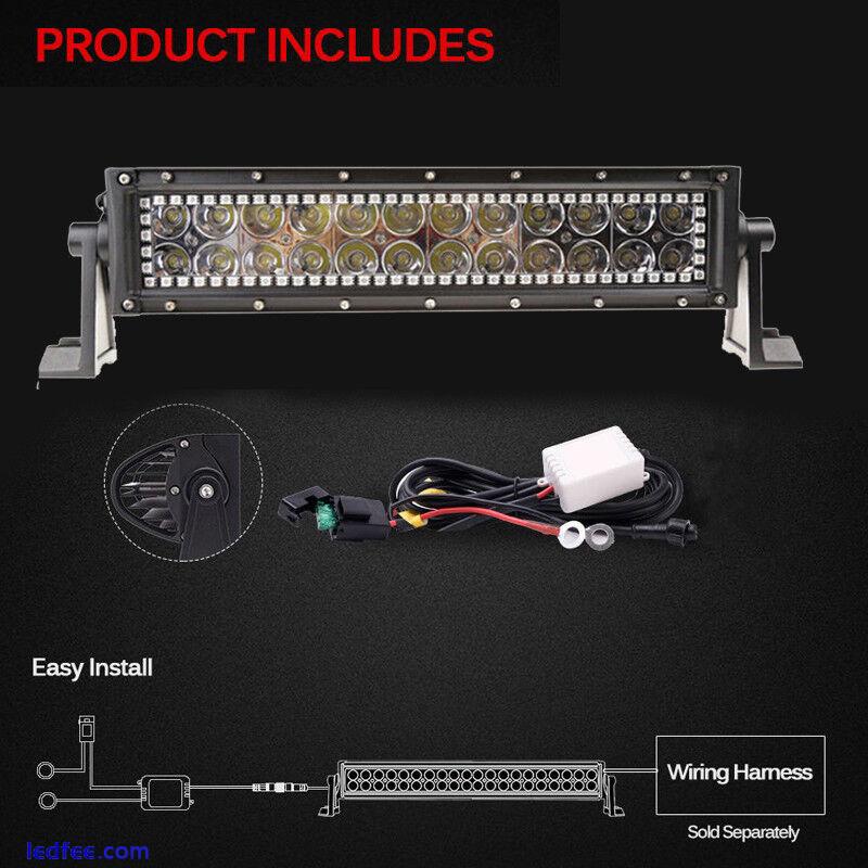 13.5" Inch Off-road Led Light Bar Work Flood Spot Combo w/ RGB Halo Ring Chasing 0 