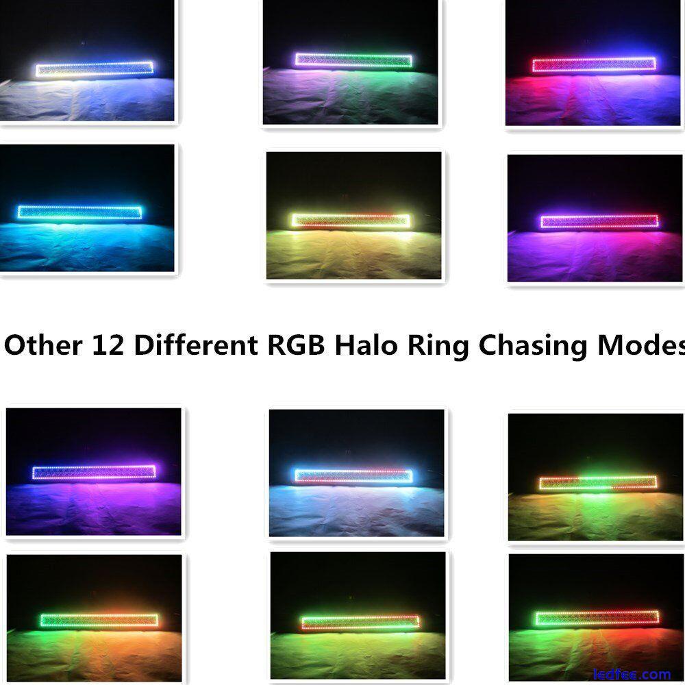 13.5" Inch Off-road Led Light Bar Work Flood Spot Combo w/ RGB Halo Ring Chasing 5 