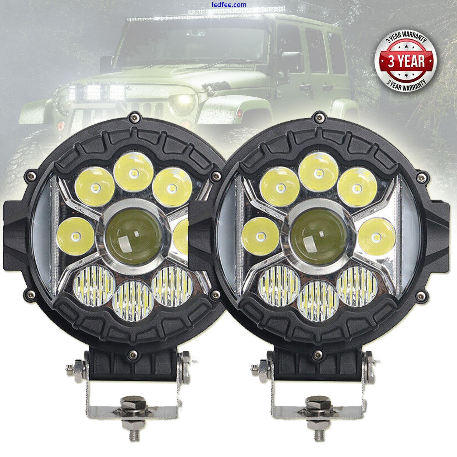8x Round 7" 80W Led Light Bar Side Shooter DRL Fog Driving Off-Road Driving Lamp 0 